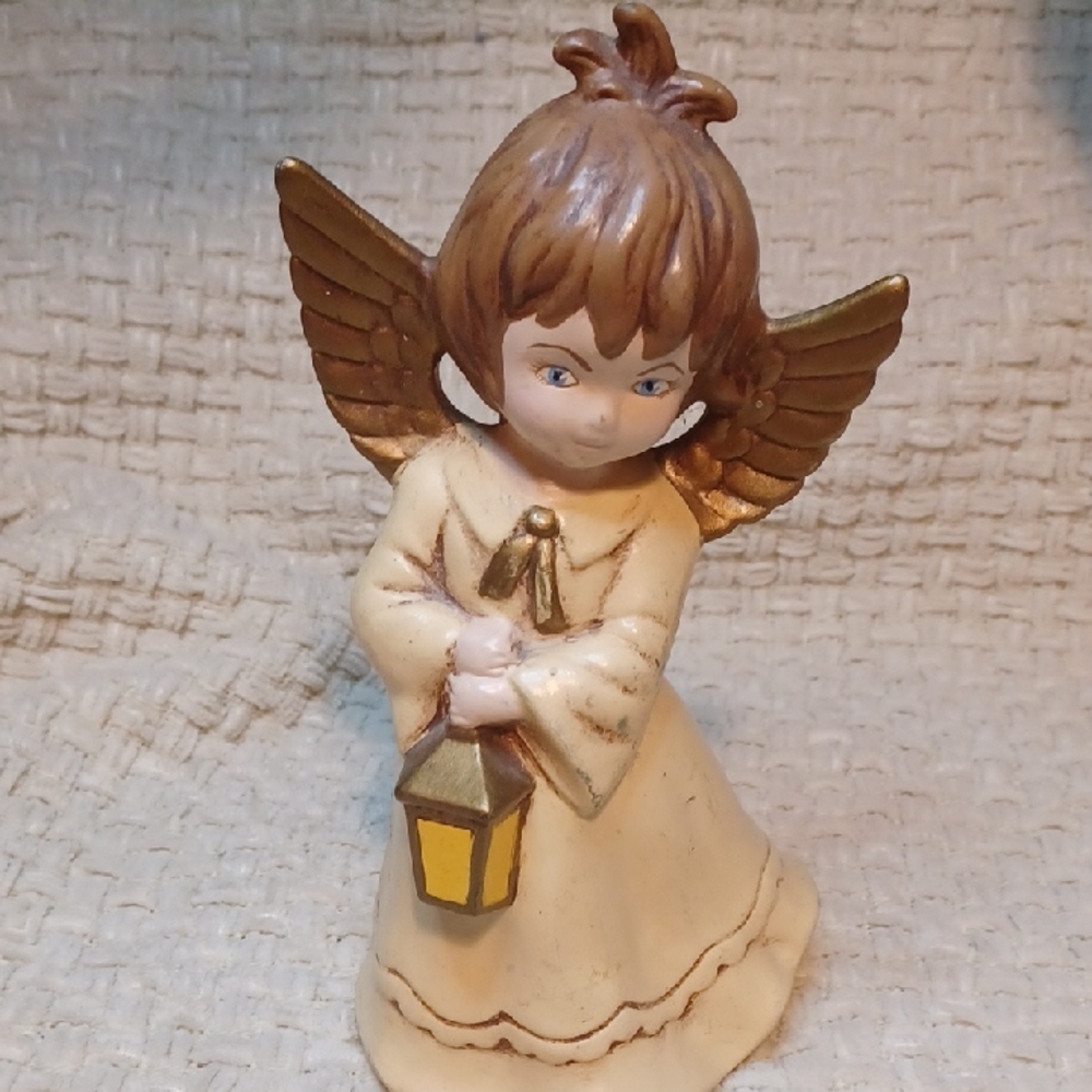 Vintage Ceramic Angel Figurine with Lantern